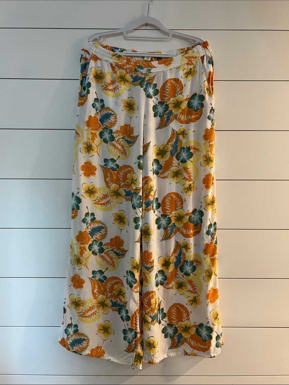 ROXY White Floral Wide-Leg pants